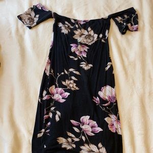 Black spandex off the shoulder dress